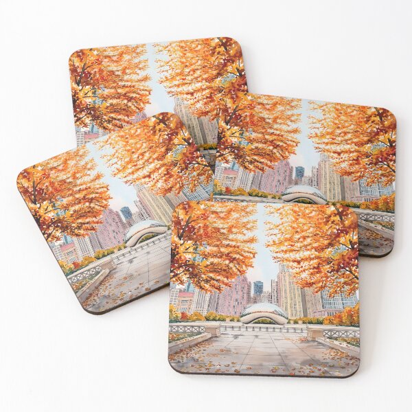 Item preview, Cloud Gate Chicago Wall Art – Illinois Fall Cityscape designed and sold by POSTERIOCREW.