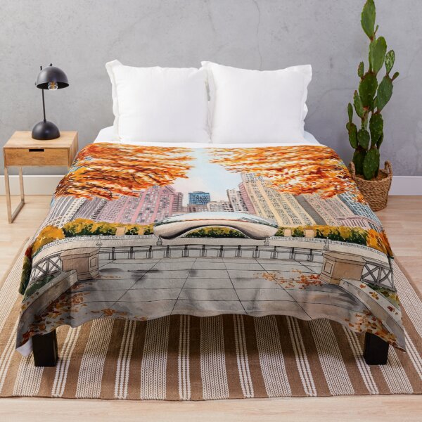 Item preview, Cloud Gate Chicago Wall Art – Illinois Fall Cityscape designed and sold by POSTERIOCREW.