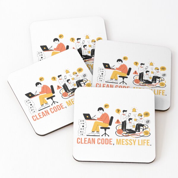 Item preview, Clean Code Messy Life Funny Programmer Coding T-Shirt designed and sold by Design-Pro-21.