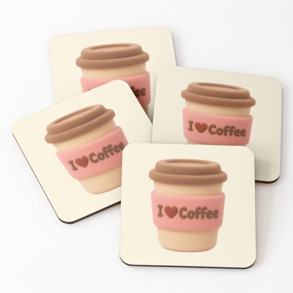 Item preview, Cute I love Coffee takeaway plushie (red heart) designed and sold by Maria is Loud.