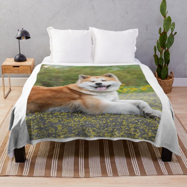 Item preview, Smiling Japanese Akita Inu Lying on a Path designed and sold by VanGaldo.