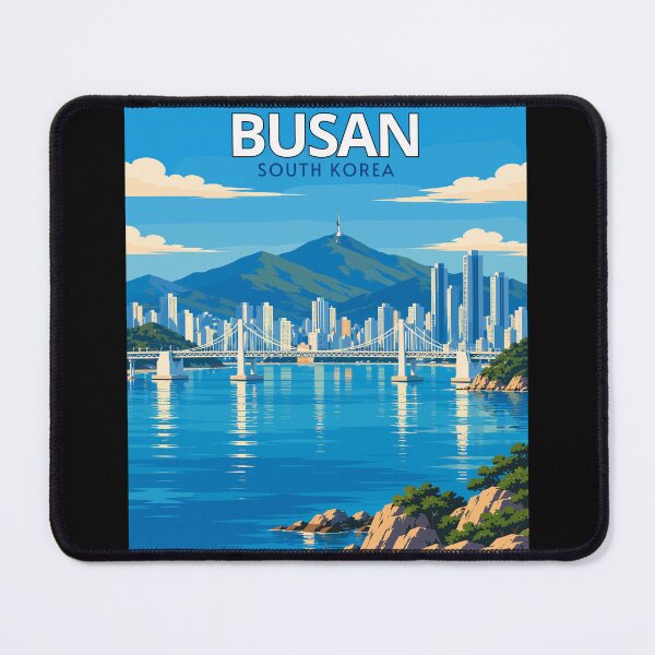 Item preview, Busan in South Korea, Vintage Art Travel Landscape designed and sold by MaateoDesign.