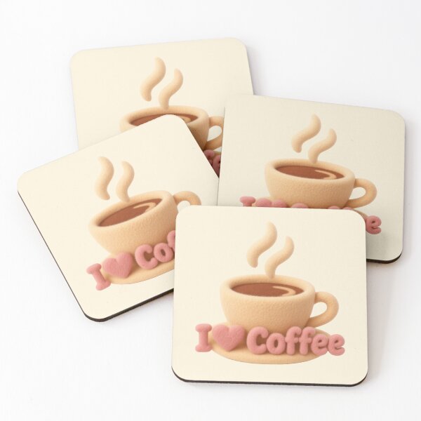 Item preview, Cute I love Coffee plushie (pink) designed and sold by Maria is Loud.