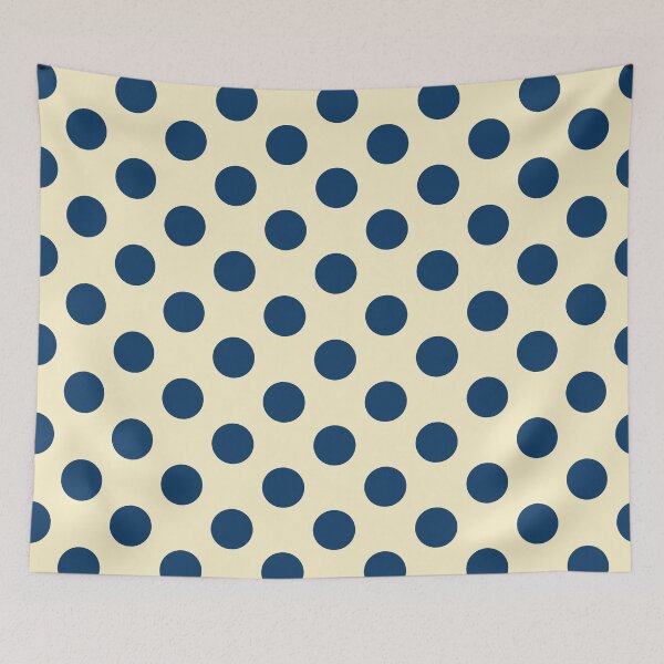 Item preview, Large Navy blue polka dot on pale yellow designed and sold by Nolan6.