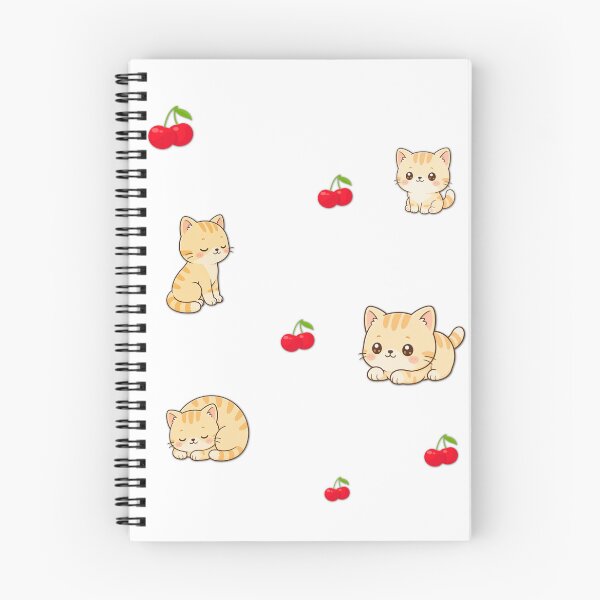 Item preview, Cute Cat Cherry Pattern – Kawaii Kitten Fruit Design designed and sold by lunadesignsmoon.