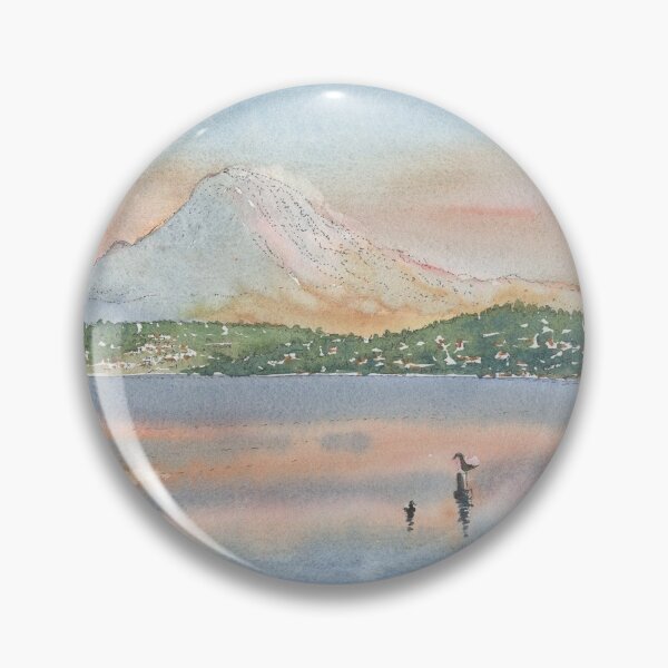 Item preview, Mount Rainier from Seward Park, framed by trees designed and sold by Dave Baab watercolors.