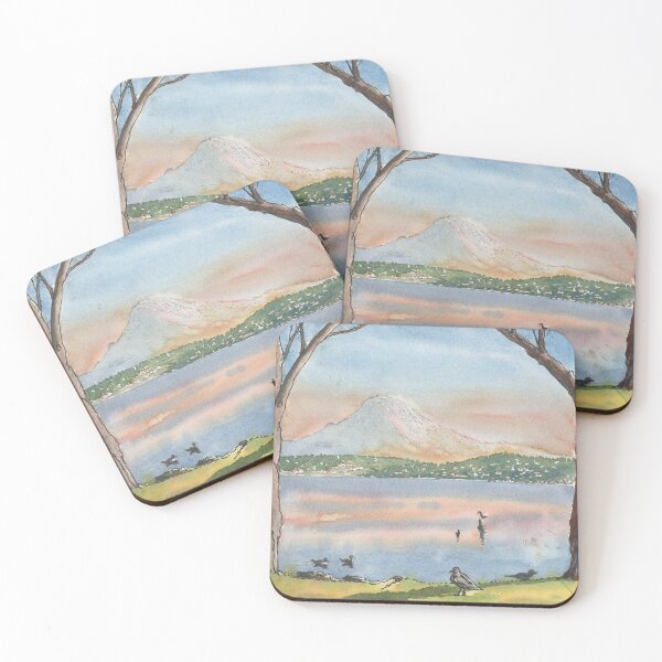 Item preview, Mount Rainier from Seward Park, framed by trees designed and sold by Dave Baab watercolors.