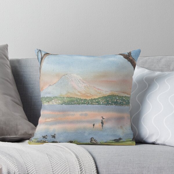 Item preview, Mount Rainier from Seward Park, framed by trees designed and sold by Dave Baab watercolors.