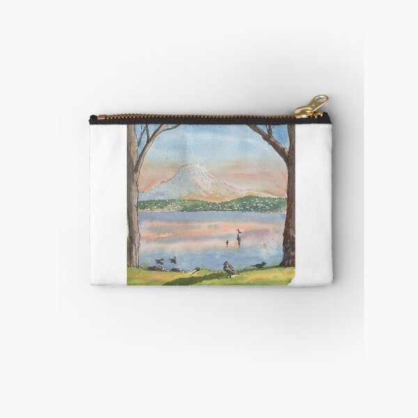 Item preview, Mount Rainier from Seward Park, framed by trees designed and sold by Dave Baab watercolors.