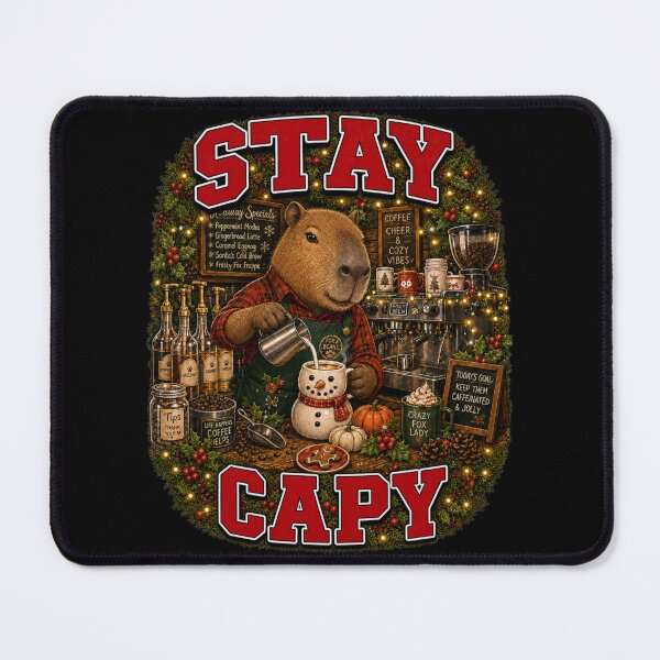 Item preview, Stay Capy Capybara Barista Coffee Christmas designed and sold by Design Vibras.