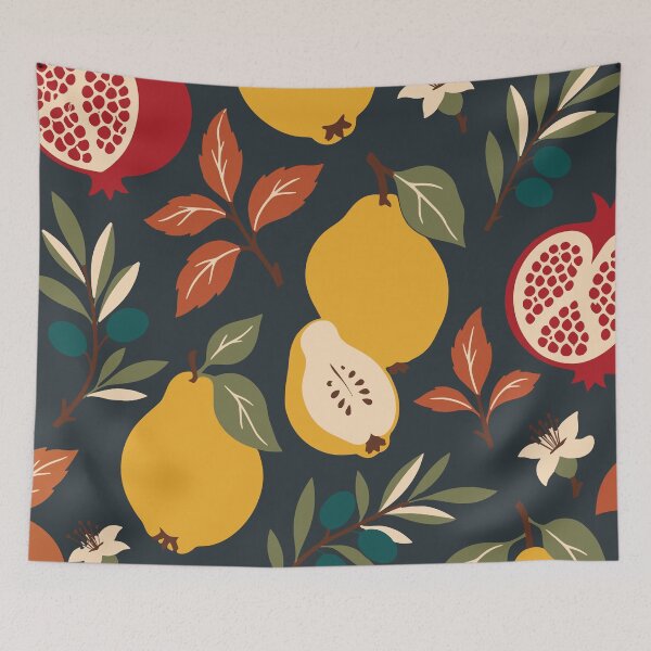 Item preview, Quince Pomegranate and Olive Autumn Orchard Pattern designed and sold by BelievingCreates.