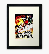 "MOTORCYCLE RACES" Vintage State Fair Racing Print Framed Print