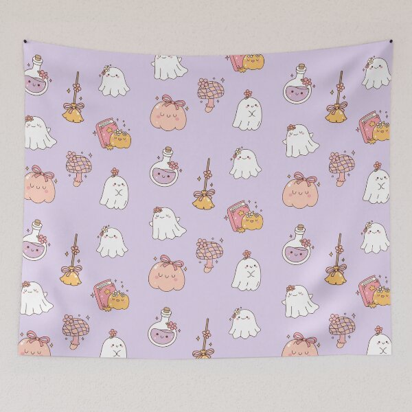 Item preview, Cute Pastel Witchy Ghost Pattern | Pastel Goth & Cottagecore Halloween designed and sold by MiaBellaGirl.