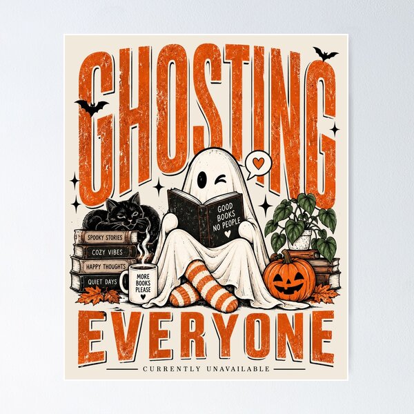 Item preview, Ghosted Everyone Halloween Shirt, Girly Purple Bow Ghost, Grunge Faded Bookish Tee, Funny Romance Reader Gift, Fall Ghost Shirt designed and sold by Quiajia.
