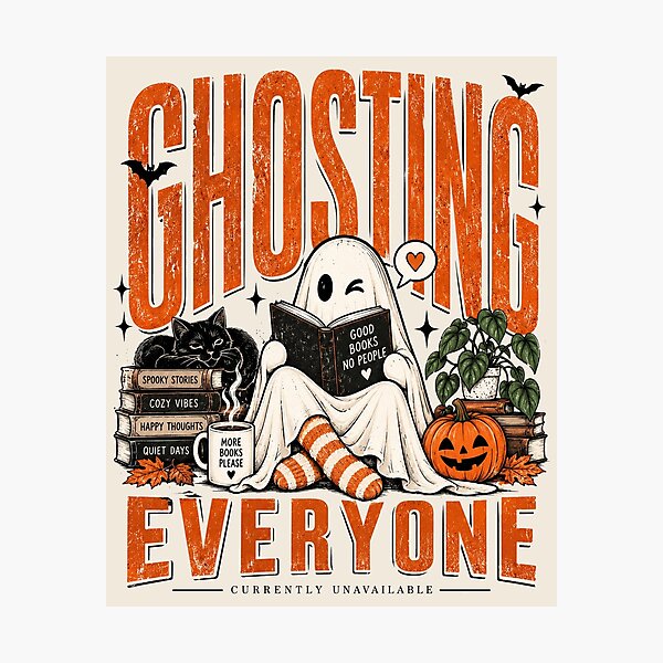 Item preview, Ghosted Everyone Halloween Shirt, Girly Purple Bow Ghost, Grunge Faded Bookish Tee, Funny Romance Reader Gift, Fall Ghost Shirt designed and sold by Quiajia.