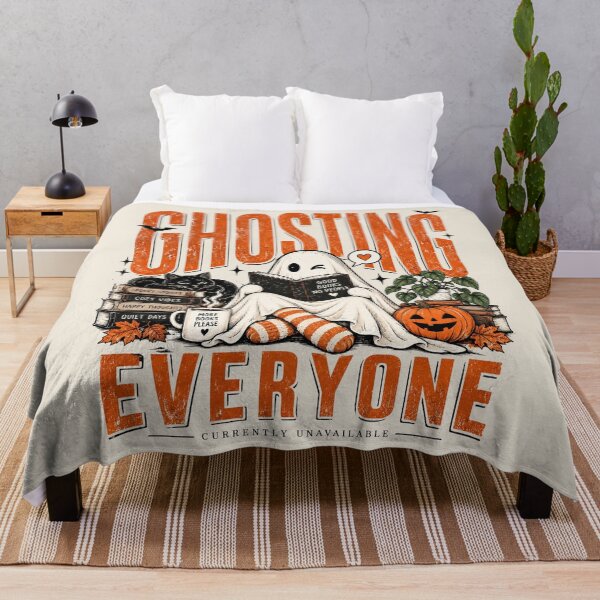 Item preview, Ghosted Everyone Halloween Shirt, Girly Purple Bow Ghost, Grunge Faded Bookish Tee, Funny Romance Reader Gift, Fall Ghost Shirt designed and sold by Quiajia.