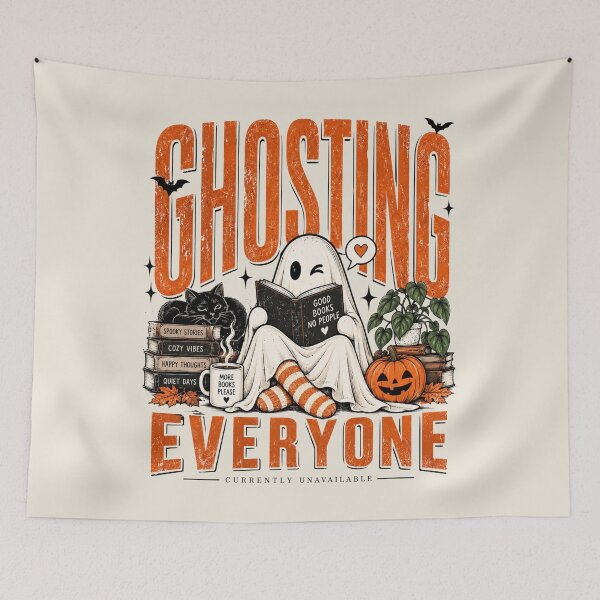 Item preview, Ghosted Everyone Halloween Shirt, Girly Purple Bow Ghost, Grunge Faded Bookish Tee, Funny Romance Reader Gift, Fall Ghost Shirt designed and sold by Quiajia.