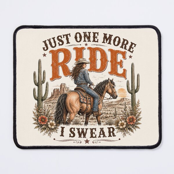 Item preview, Just One More Ride, I Swear Retro Cowgirl designed and sold by legendaryskins.