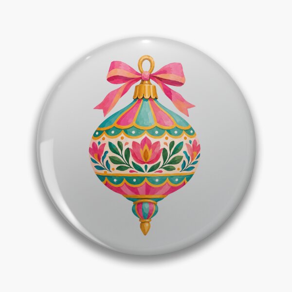 Item preview, Colorful Floral Holiday Ornament with Pink Bow designed and sold by hattie's.