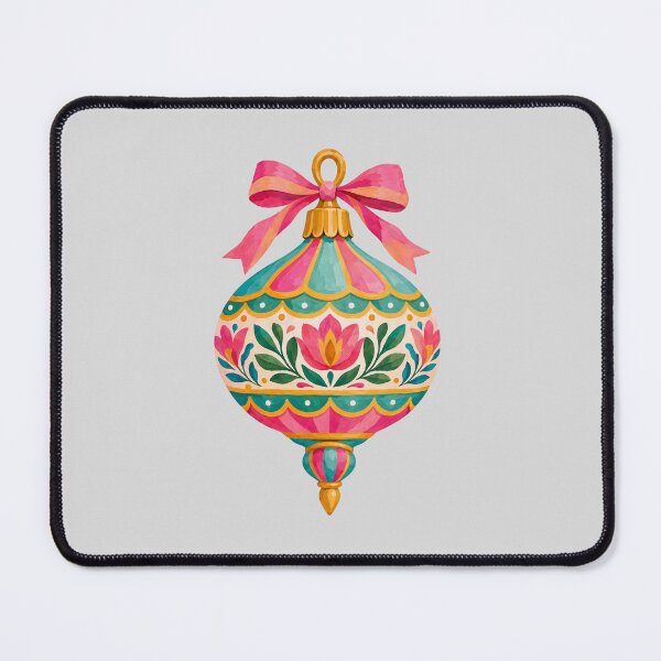 Item preview, Colorful Floral Holiday Ornament with Pink Bow designed and sold by hattie's.