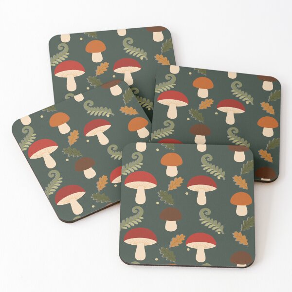 Item preview, Woodland Mushrooms Ferns and Chestnuts Autumn Pattern designed and sold by BelievingCreates.