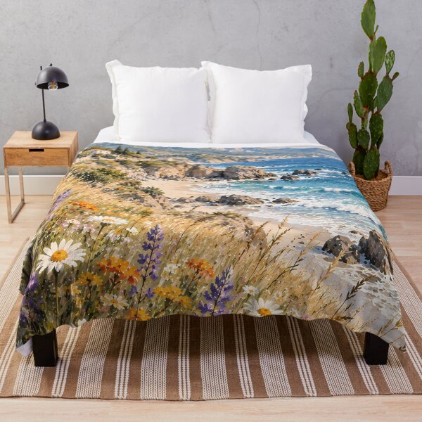 Item preview, Coastal Wildflower Cliffside Watercolour Mediterranean Sea designed and sold by Jozefin's Studio.