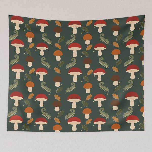 Item preview, Woodland Mushrooms Ferns and Chestnuts Autumn Pattern designed and sold by BelievingCreates.