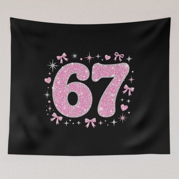 Item preview, Pink Glitter 67 - Coquette Bow 67 - Y2K 67 Birthday Girl designed and sold by Vibe-Vary.