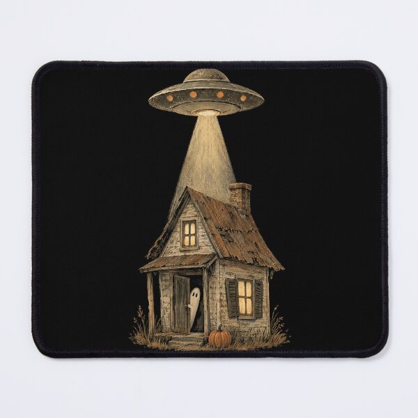 Item preview, UFO Over a Tiny Haunted House designed and sold by SignumShop.