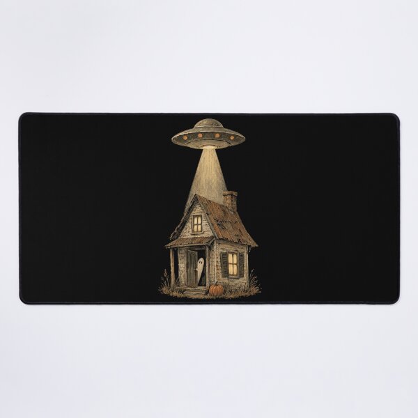 Item preview, UFO Over a Tiny Haunted House designed and sold by SignumShop.