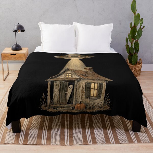 Item preview, UFO Over a Tiny Haunted House designed and sold by SignumShop.