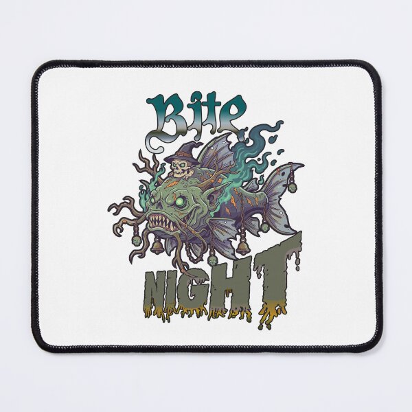 Item preview, Spooky Halloween shirt with fishing theme "Bite Night" catfish. designed and sold by Art-Horizon.