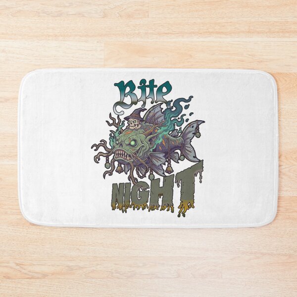 Item preview, Spooky Halloween shirt with fishing theme "Bite Night" catfish. designed and sold by Art-Horizon.