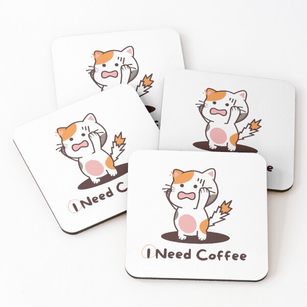 Item preview, I Need Coffee - Stressed Cute Cat designed and sold by MiaBellaGirl.