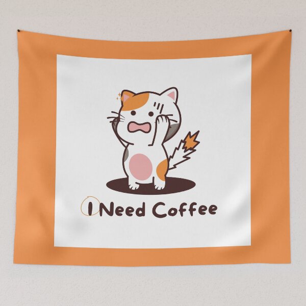 Item preview, I Need Coffee - Stressed Cute Cat designed and sold by MiaBellaGirl.
