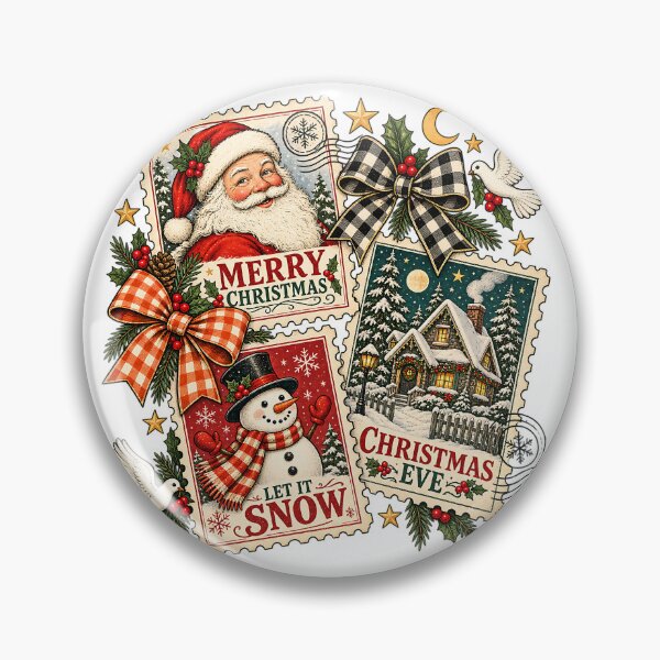 Item preview, Vintage Christmas Postage Stamps Santa Snowman Holiday Collage Art designed and sold by DesignArtist.ia.