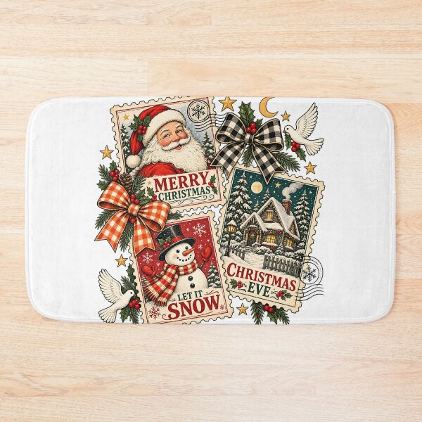 Item preview, Vintage Christmas Postage Stamps Santa Snowman Holiday Collage Art designed and sold by DesignArtist.ia.