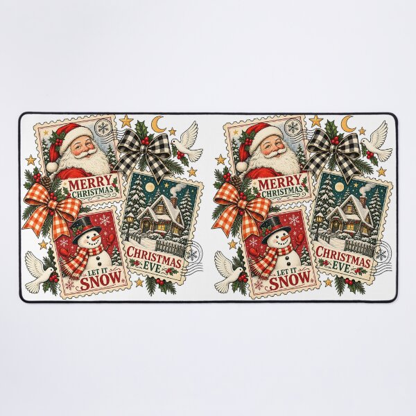 Item preview, Vintage Christmas Postage Stamps Santa Snowman Holiday Collage Art designed and sold by DesignArtist.ia.