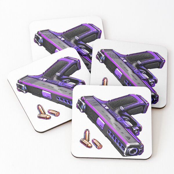 Item preview, Cyberpunk Neon Purple Pistol Bad Vibes Art designed and sold by Munib302.