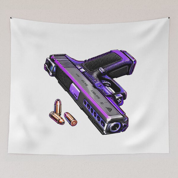Item preview, Cyberpunk Neon Purple Pistol Bad Vibes Art designed and sold by Munib302.