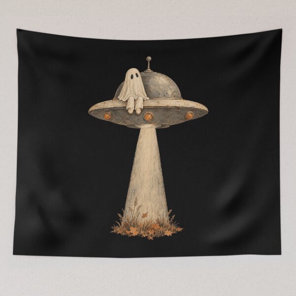 Item preview, Little Ghost Sitting on a Flying Saucer designed and sold by SignumShop.