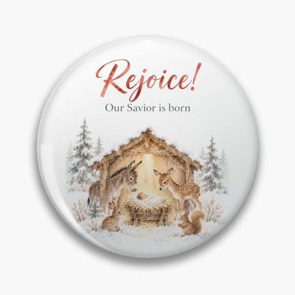 Item preview, Rejoice Winter Woodland Nativity Scene Savior is Born designed and sold by Everwood Art Studio.