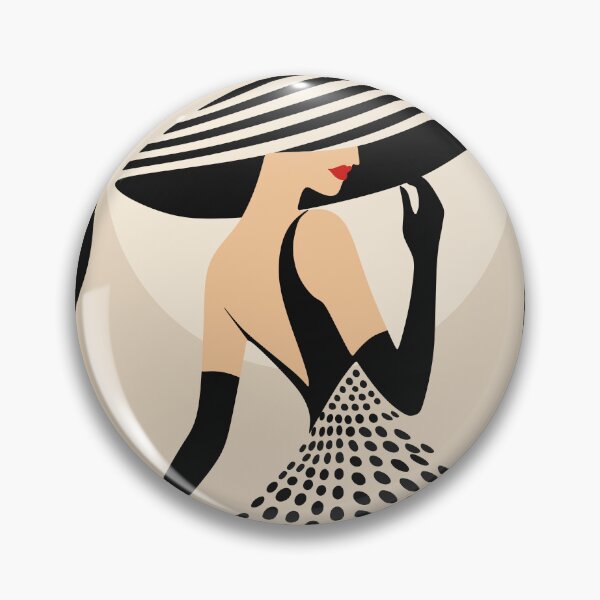 Item preview, The Lady in Polka Dots Art Print, Elegant Woman Art, Art Deco Fashion Print, Black and Beige Female Portrait, Parisian Chic Decor designed and sold by Studio pod Burom.