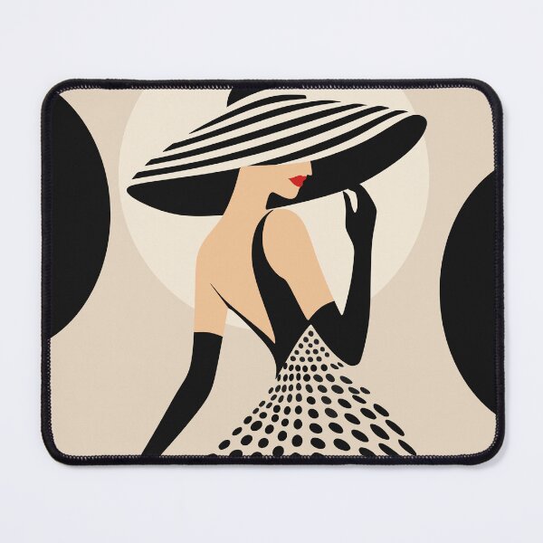 Item preview, The Lady in Polka Dots Art Print, Elegant Woman Art, Art Deco Fashion Print, Black and Beige Female Portrait, Parisian Chic Decor designed and sold by Studio pod Burom.