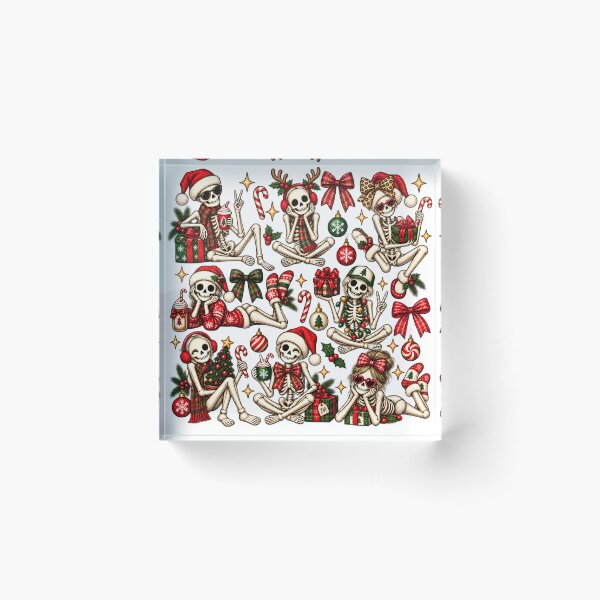 Item preview, Christmas Skeletons Squad Holiday Creepy Cute Pattern Art    designed and sold by DesignArtist.ia.