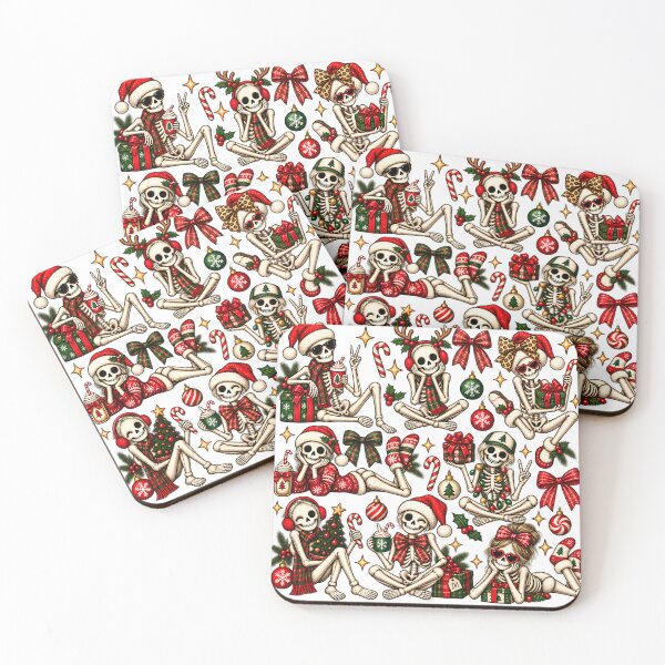 Item preview, Christmas Skeletons Squad Holiday Creepy Cute Pattern Art    designed and sold by DesignArtist.ia.
