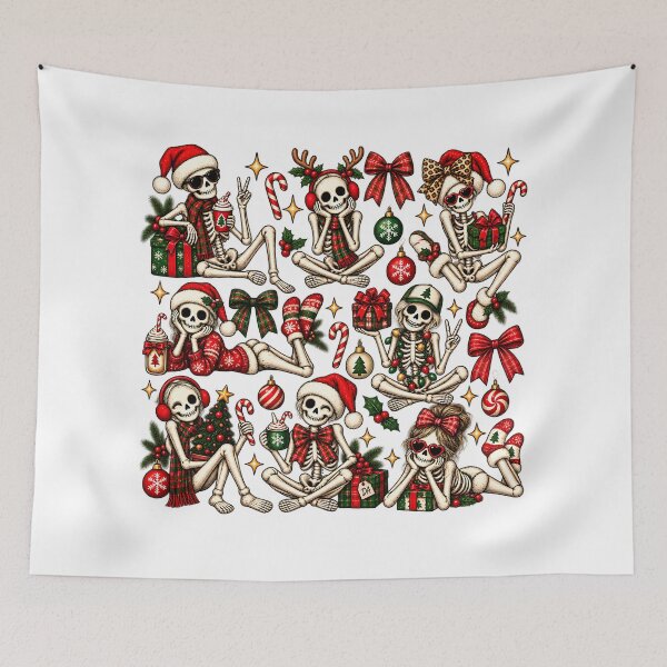 Item preview, Christmas Skeletons Squad Holiday Creepy Cute Pattern Art    designed and sold by DesignArtist.ia.