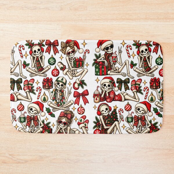 Item preview, Christmas Skeletons Squad Holiday Creepy Cute Pattern Art    designed and sold by DesignArtist.ia.