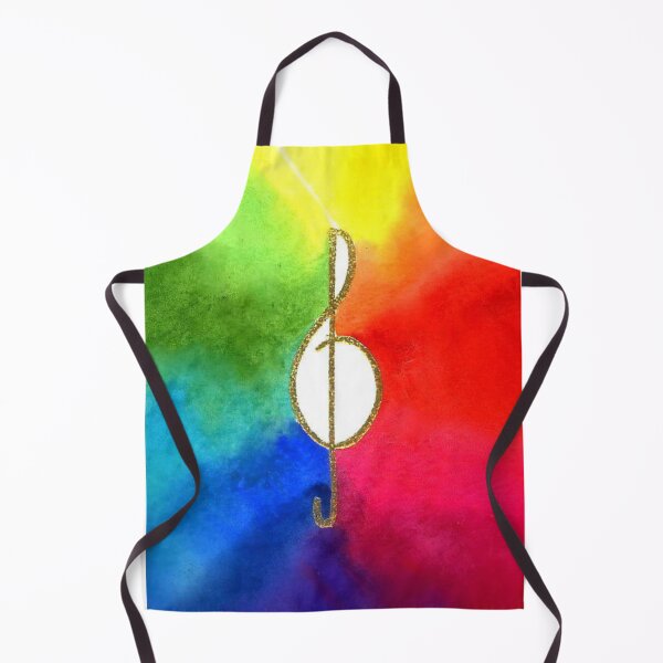Item preview, Watercolor of a gold treble clef on a rainbow background. designed and sold by aswoa.