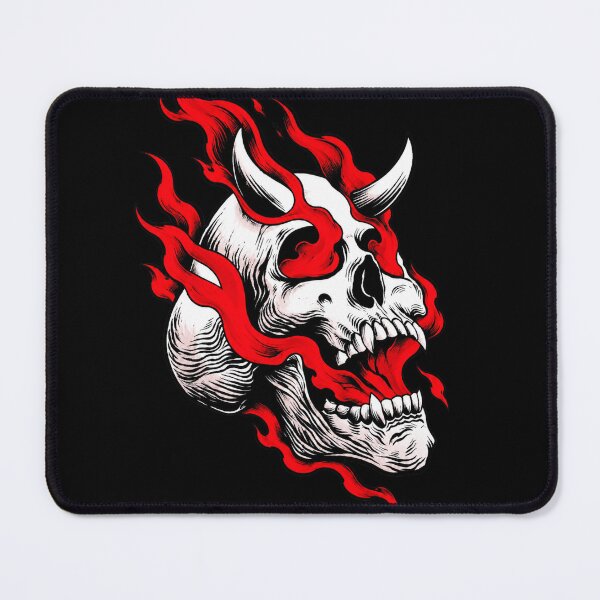 Item preview, Flaming Demon Horned Skull Dark Art Illustration designed and sold by Munib302.